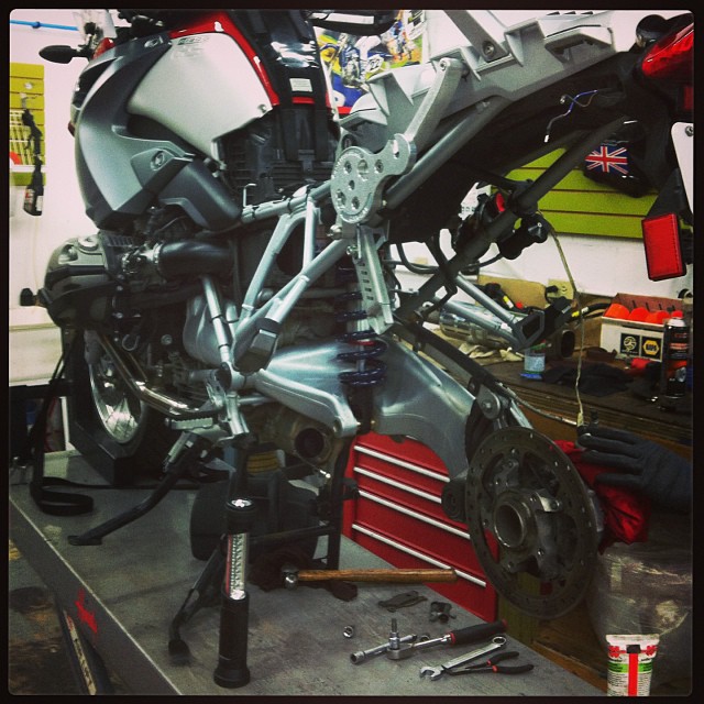 Day 2: my baby is still under the knife but the surgeon here at DualSport Plus is highly skilled.